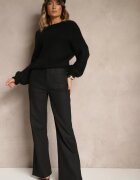 daysie Pantaloni Negri cu talie înaltă din piele ecologică cu picioare largi Leanwin
