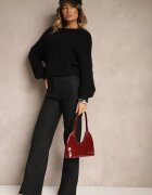 daysie Pantaloni Negri cu talie înaltă din piele ecologică cu picioare largi Leanwin