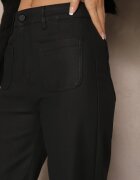 daysie Pantaloni Negri cu talie înaltă din piele ecologică cu picioare largi Leanwin