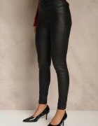 daysie Pantaloni Negri din Piele Ecologică cu Croială Skinny Sonowa