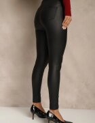 daysie Pantaloni Negri din Piele Ecologică cu Croială Skinny Sonowa