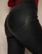daysie Pantaloni Negri din Piele Ecologică cu Croială Skinny Sonowa
