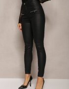 daysie Pantaloni Negri Skinny din imitație de piele Decorați cu fermoare Finarindra