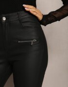 daysie Pantaloni Negri Skinny din imitație de piele Decorați cu fermoare Finarindra