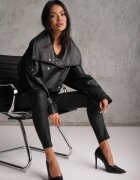 daysie Pantaloni Negri Skinny din Piele ecologică Operwena