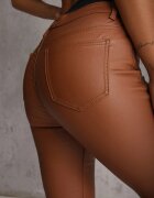 daysie Pantaloni skinny Maro deschis din piele ecologică Zejomi