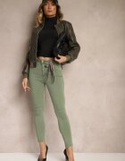 daysie Pantaloni skinny verde închis cu talie înaltă și eșarfă decorativă Hyadia