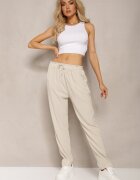 dbt fashion Pantaloni Bej deschis cu Talie Regulară cu Elastic și Șnur în Talie Cerinda