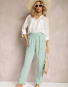 dbt fashion Pantaloni Verde deschis cu talie normală cu elastic și șnur în talie Cerinda
