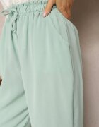 dbt fashion Pantaloni Verde deschis cu talie normală cu elastic și șnur în talie Cerinda