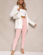 defox Blugi Skinny Roze cu bumbac High Waist Lorie