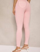 defox Blugi Skinny Roze cu bumbac High Waist Lorie
