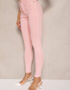 defox Blugi Skinny Roze cu bumbac High Waist Lorie