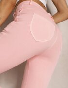 defox Blugi Skinny Roze cu bumbac High Waist Lorie