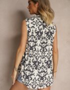 defox Cămașă Gri din Bumbac Decorată cu Model Abstract Uloserina