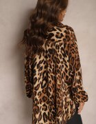 defox Cămașă Maro-Bej cu imprimeu leopard Ornată cu elasticuri la mâneci Verikae