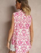 defox Cămașă Roz din Bumbac Decorată cu Model Abstract Uloserina