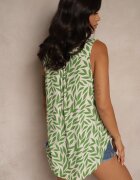defox Cămașă Verde din Bumbac cu Motiv Frunze Raveldi