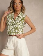defox Cămașă Verde din bumbac Decorată cu model abstract Uloserina