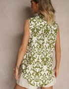 defox Cămașă Verde din bumbac Decorată cu model abstract Uloserina