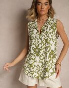 defox Cămașă Verde din bumbac Decorată cu model abstract Uloserina