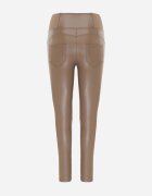 defox Colanți Bej închis din imitație de piele High Waist cu căptușeală Felilith