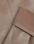 defox Colanți Bej închis din imitație de piele High Waist cu căptușeală Felilith
