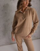 defox Compleu de trening Bej închis din bumbac căptușit Pantaloni și Bluză cu fermoar Mistilia