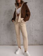 defox Compleu de trening bej Pantaloni jogger și bluză cu glugă cu fermoar Bernika