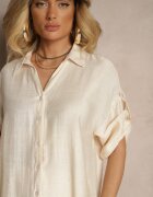 defox Compleu din viscoză bej deschis cu pantaloni largi și cămașă cu mâneci rulate Tulmoi