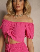 defox Compleu Fucsia cu relief decorativ Fustă-Pantaloni scurți și Bluză spaniolă Sarilessa