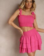 defox Compleu Fucsia Top mulat cu șnur și Fustă cu croi evazat Evianea