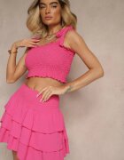 defox Compleu Fucsia Top mulat cu șnur și Fustă cu croi evazat Evianea