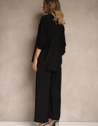 defox Compleu Negru din viscoză cu Croială Lejeră cu Cămașă și Pantaloni Sesorilia