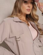 defox Compleu sport Bej Utility Bluză cu fermoar și Pantaloni cu buzunare Telinoria