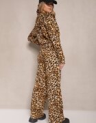 defox Compleu Trening Maro deschis cu imprimeu leopard Bluză și Pantaloni cu croială largă Zelhira