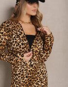 defox Compleu Trening Maro deschis cu imprimeu leopard Bluză și Pantaloni cu croială largă Zelhira