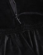 defox Compleu Trening Negru din Tricot Velur Pantaloni Largi și Bluză Scurtă Avilti