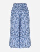 defox Pantaloni albaștri din bumbac cu picioare largi 7/8 și elastic în talie Elenthe
