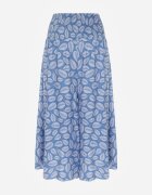 defox Pantaloni albaștri din bumbac cu picioare largi 7/8 și elastic în talie Elenthe