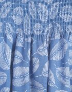 defox Pantaloni albaștri din bumbac cu picioare largi 7/8 și elastic în talie Elenthe