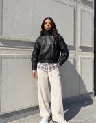 defox Pantaloni Albi cu croială largă High Waist cu legătură în talie Ettianne