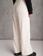 defox Pantaloni Albi cu croială largă High Waist cu legătură în talie Ettianne