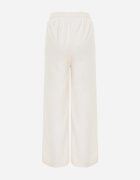 defox Pantaloni Albi cu croială largă High Waist cu legătură în talie Ettianne