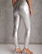 defox Pantaloni Argintii skinny din piele ecologică Zorlemi