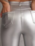 defox Pantaloni Argintii skinny din piele ecologică Zorlemi