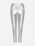 defox Pantaloni Argintii skinny din piele ecologică Zorlemi