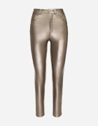 defox Pantaloni aurii cu croială skinny din piele ecologică Zorlemi