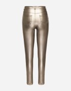 defox Pantaloni aurii cu croială skinny din piele ecologică Zorlemi