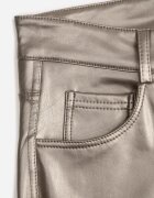defox Pantaloni aurii cu croială skinny din piele ecologică Zorlemi